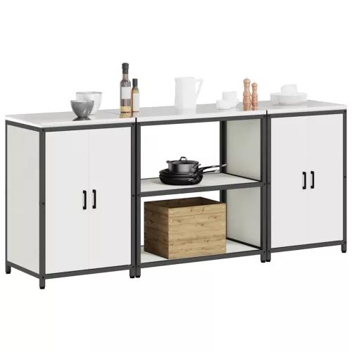 Konyhai Tároló Készlet polcokkal 3 pcs Fehér 210 x 50 x 92 cm