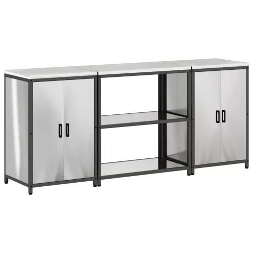 Konyhai Tároló Készlet polcokkal 3 pcs Ezüst 210 x 50 x 92 cm