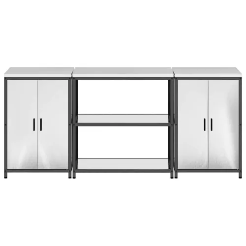 Konyhai Tároló Készlet polcokkal 3 pcs Ezüst 210 x 50 x 92 cm