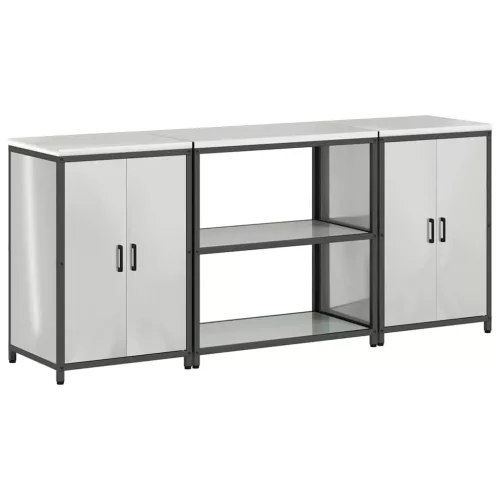 Konyhai Tároló Készlet polcokkal 3 pcs Ezüst 210 x 50 x 92 cm