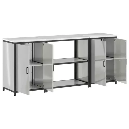 Konyhai Tároló Készlet polcokkal 3 pcs Ezüst 210 x 50 x 92 cm