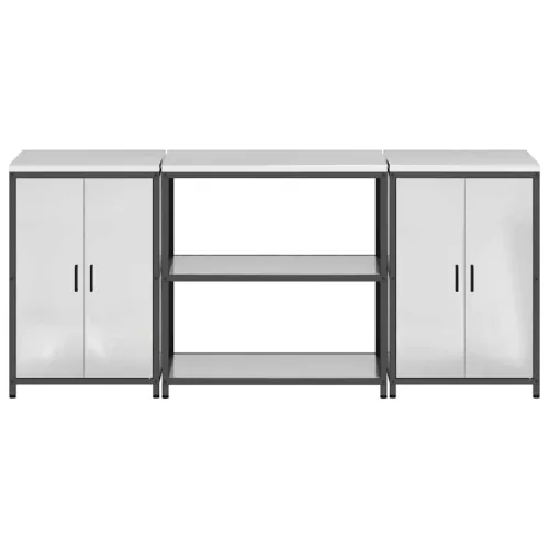 Konyhai Tároló Készlet polcokkal 3 pcs Ezüst 210 x 50 x 92 cm