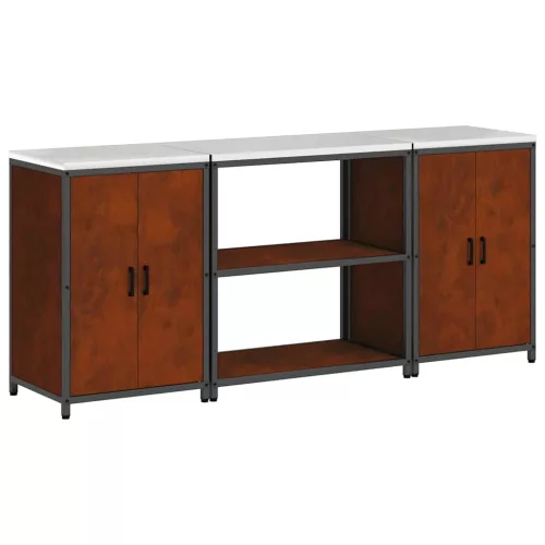 Konyhai Tároló Készlet polcokkal 3 pcs Rozsdás 210 x 50 x 92 cm