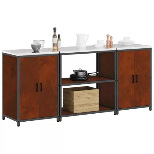 Konyhai Tároló Készlet polcokkal 3 pcs Rozsdás 210 x 50 x 92 cm