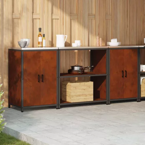 Konyhai Tároló Készlet polcokkal 3 pcs Rozsdás 210 x 50 x 92 cm