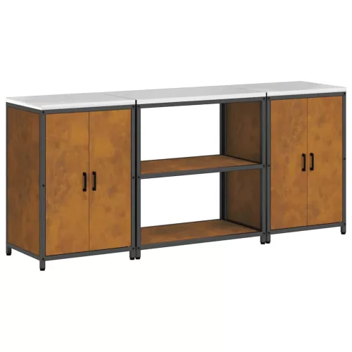 Konyhai Tároló Készlet polcokkal 3 pcs Rozsdás 210 x 50 x 92 cm
