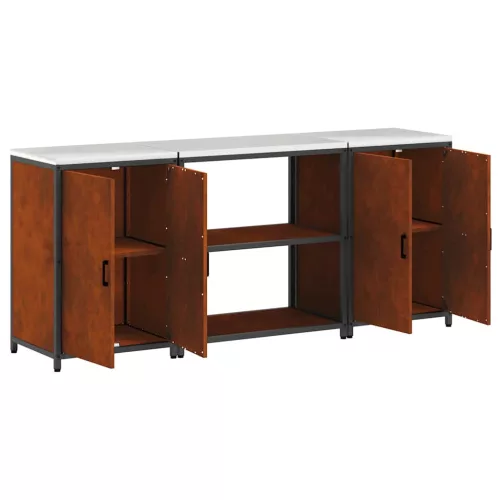 Konyhai Tároló Készlet polcokkal 3 pcs Rozsdás 210 x 50 x 92 cm