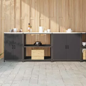   Konyhai Tároló Készlet polcokkal 3 pcs Fekete 240 x 50 x 92 cm
