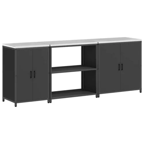 Konyhai Tároló Készlet polcokkal 3 pcs Fekete 240 x 50 x 92 cm
