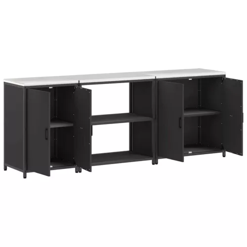 Konyhai Tároló Készlet polcokkal 3 pcs Fekete 240 x 50 x 92 cm