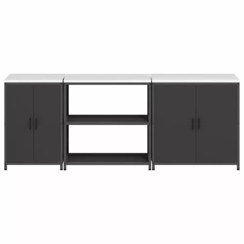 Konyhai Tároló Készlet polcokkal 3 pcs Fekete 240 x 50 x 92 cm