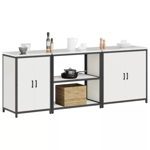 Konyhai Tároló Készlet polcokkal 3 pcs Fehér 240 x 50 x 92 cm