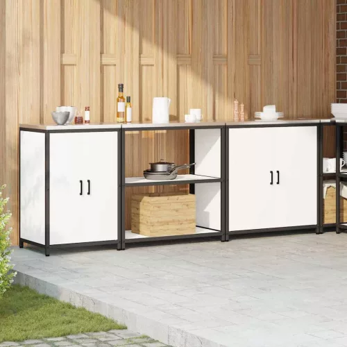 Konyhai Tároló Készlet polcokkal 3 pcs Fehér 240 x 50 x 92 cm