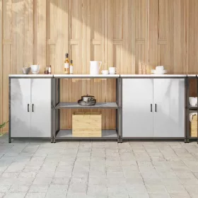   Konyhai Tároló Készlet polcokkal 3 pcs Ezüst 240 x 50 x 92 cm