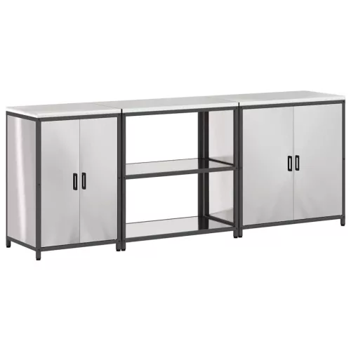Konyhai Tároló Készlet polcokkal 3 pcs Ezüst 240 x 50 x 92 cm