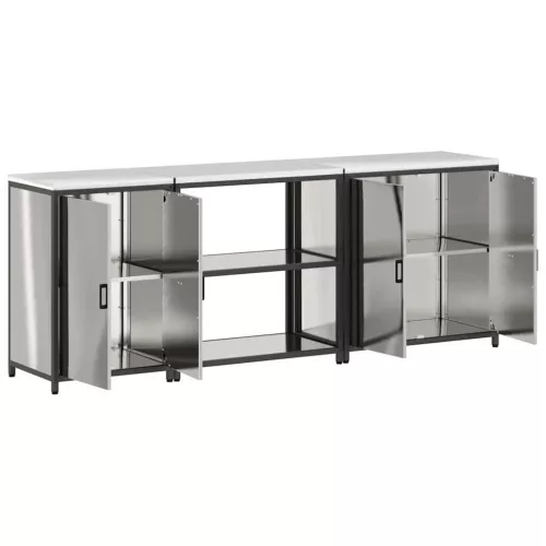 Konyhai Tároló Készlet polcokkal 3 pcs Ezüst 240 x 50 x 92 cm