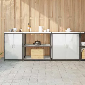   Konyhai Tároló Készlet polcokkal 3 pcs Ezüst 240 x 50 x 92 cm