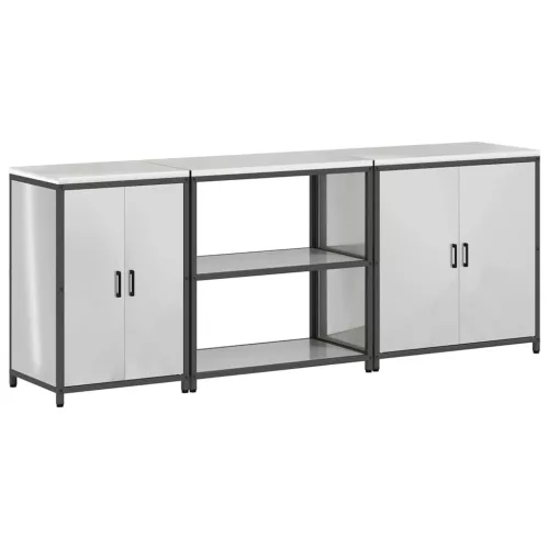 Konyhai Tároló Készlet polcokkal 3 pcs Ezüst 240 x 50 x 92 cm