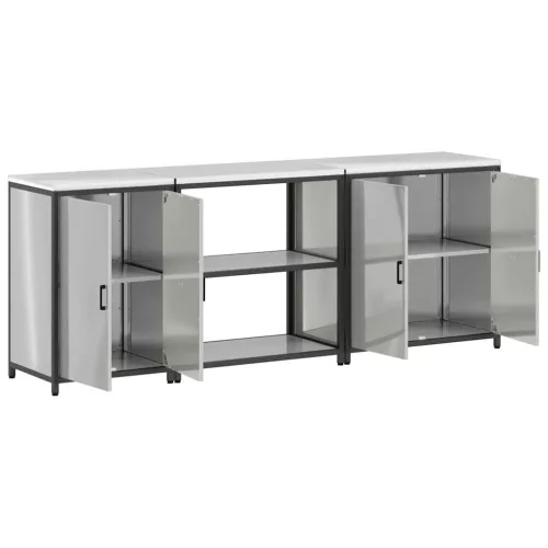 Konyhai Tároló Készlet polcokkal 3 pcs Ezüst 240 x 50 x 92 cm