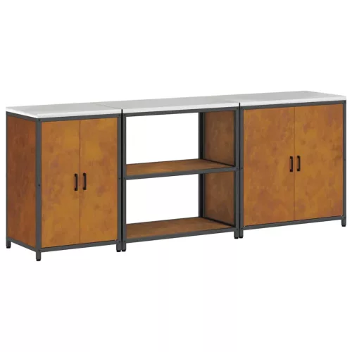 Konyhai Tároló Készlet polcokkal 3 pcs Rozsdás 240 x 50 x 92 cm