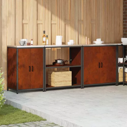 Konyhai Tároló Készlet polcokkal 3 pcs Rozsdás 240 x 50 x 92 cm