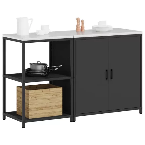 Konyhai Tároló Készlet polcokkal 2 pcs Fekete 150 x 50 x 92 cm