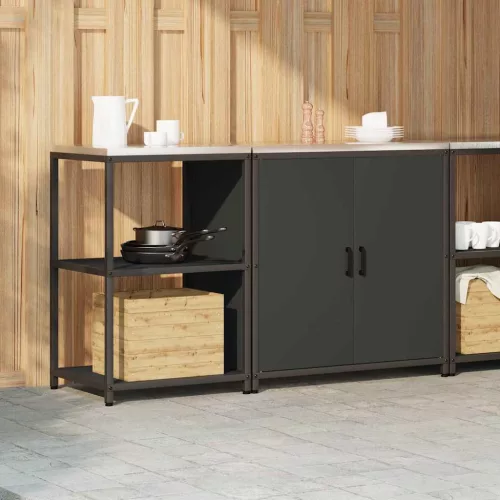 Konyhai Tároló Készlet polcokkal 2 pcs Fekete 150 x 50 x 92 cm