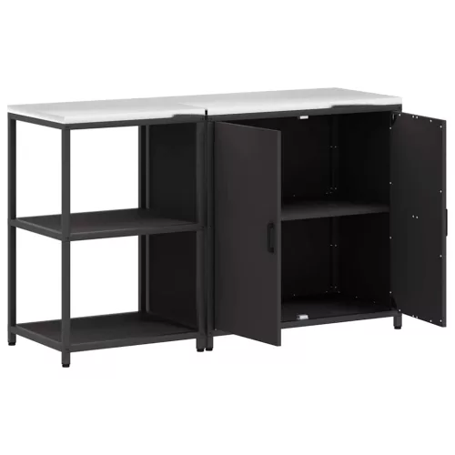 Konyhai Tároló Készlet polcokkal 2 pcs Fekete 150 x 50 x 92 cm