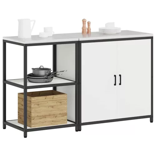 Konyhai Tároló Készlet polcokkal 2 pcs Fehér 150 x 50 x 92 cm