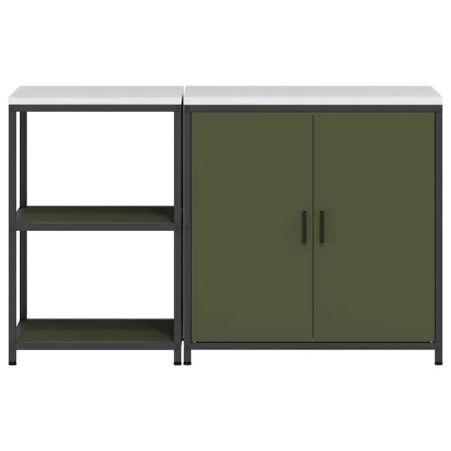 Konyhai Tároló Készlet ajtóval 2 pcs Olajzöld 150 x 50 x 92 cm