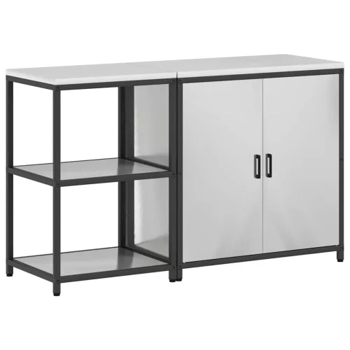 Konyhai Tároló Készlet polcokkal 2 pcs Ezüst 150 x 50 x 92 cm