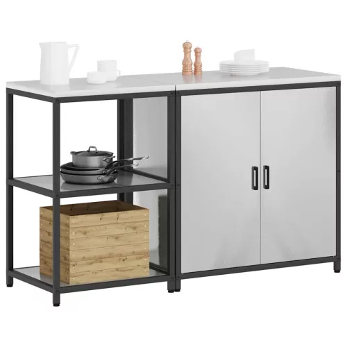 Konyhai Tároló Készlet polcokkal 2 pcs Ezüst 150 x 50 x 92 cm