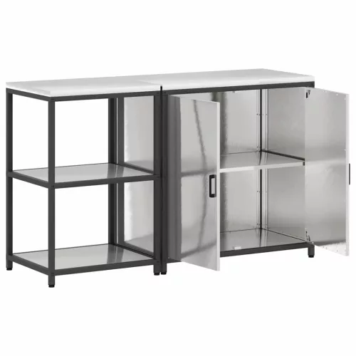Konyhai Tároló Készlet polcokkal 2 pcs Ezüst 150 x 50 x 92 cm