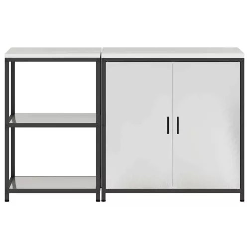 Konyhai Tároló Készlet polcokkal 2 pcs Ezüst 150 x 50 x 92 cm
