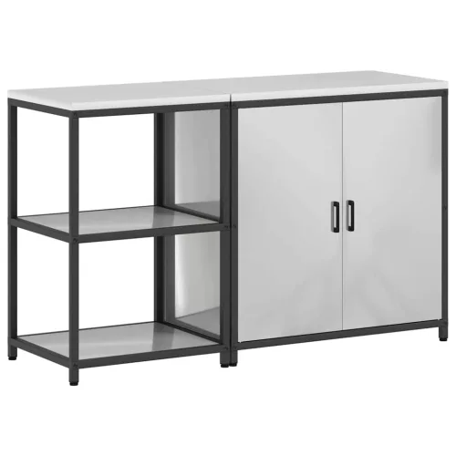 Konyhai Tároló Készlet polcokkal 2 pcs Ezüst 150 x 50 x 92 cm
