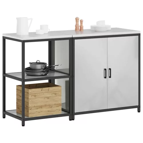 Konyhai Tároló Készlet polcokkal 2 pcs Ezüst 150 x 50 x 92 cm