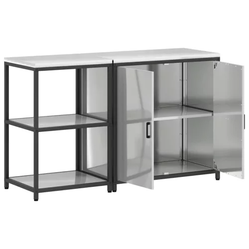 Konyhai Tároló Készlet polcokkal 2 pcs Ezüst 150 x 50 x 92 cm