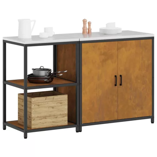 Konyhai Tároló Készlet polcokkal 2 pcs Rozsdás 150 x 50 x 92 cm