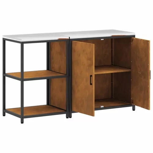 Konyhai Tároló Készlet polcokkal 2 pcs Rozsdás 150 x 50 x 92 cm