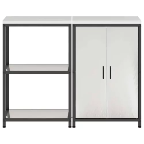 Konyhai Tároló Készlet polcokkal 2 pcs Ezüst Rozsdamentes acél