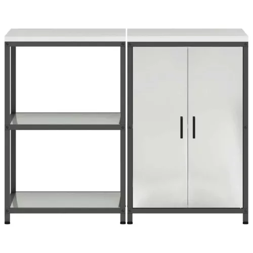 Konyhai Tároló Készlet polcokkal 2 pcs Ezüst Horganyzott acél