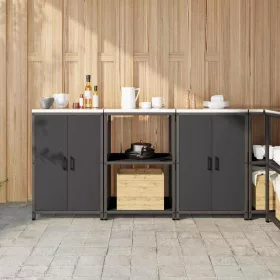   Konyhai Tároló Készlet polcokkal 3 pcs Fekete 180 x 50 x 92 cm