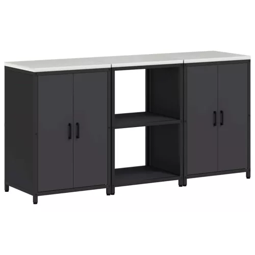 Konyhai Tároló Készlet polcokkal 3 pcs Fekete 180 x 50 x 92 cm