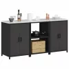 Konyhai Tároló Készlet polcokkal 3 pcs Fekete 180 x 50 x 92 cm