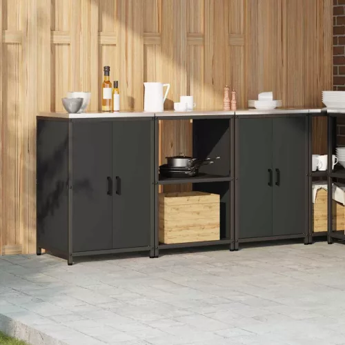 Konyhai Tároló Készlet polcokkal 3 pcs Fekete 180 x 50 x 92 cm