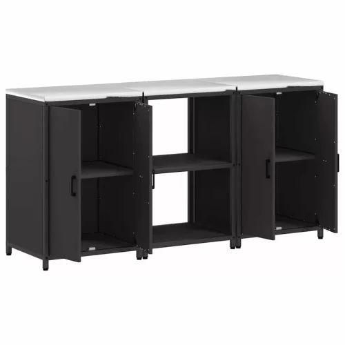 Konyhai Tároló Készlet polcokkal 3 pcs Fekete 180 x 50 x 92 cm
