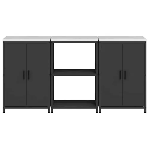 Konyhai Tároló Készlet polcokkal 3 pcs Fekete 180 x 50 x 92 cm