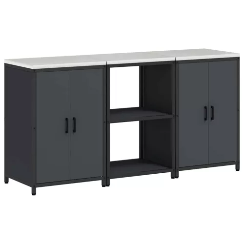 Konyhai Tároló Készlet 3 pcs Antracitszürke 180 x 50 x 92 cm