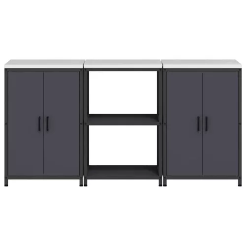 Konyhai Tároló Készlet 3 pcs Antracitszürke 180 x 50 x 92 cm
