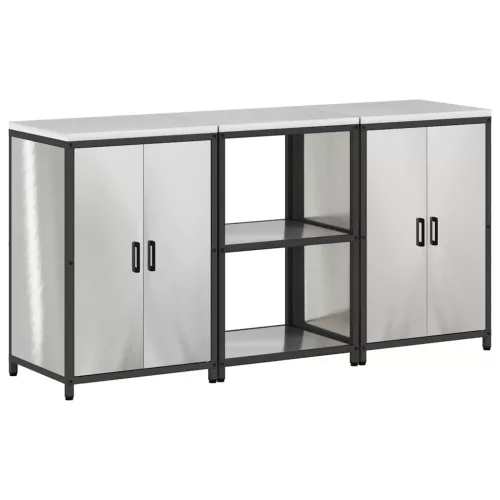 Konyhai Tároló Készlet polcokkal 3 pcs Ezüst 180 x 50 x 92 cm